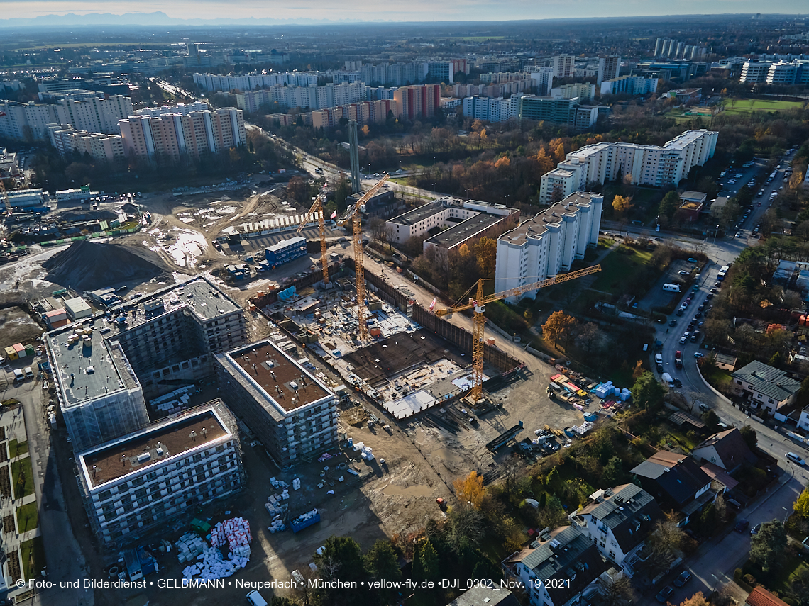 19.11.2021 - Luftbilder von der Baustelle Alexisquartier und Pandion Verde in Neuperlach